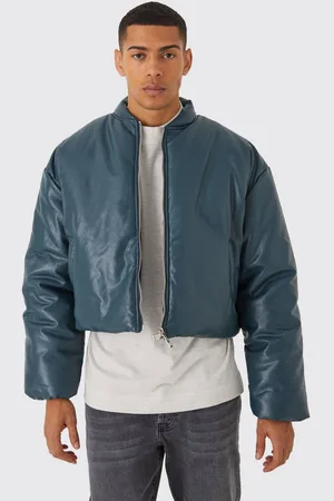 Boohoo Boxy Pu Volume Padded Puffer Bomber - - L