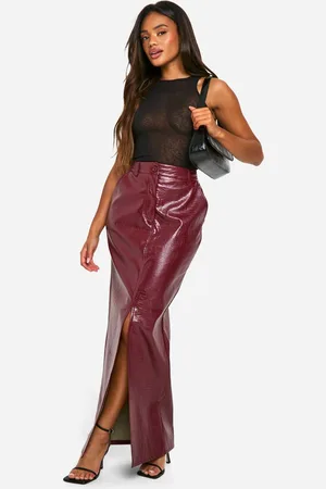 Boohoo Womens Croc Pu Split Front Maxi Skirt - - 8