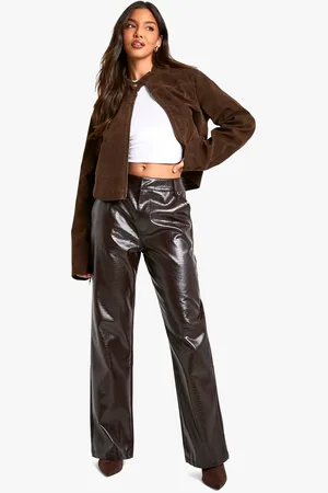 Boohoo Womens Croc Pu Straight Leg Trouser - - 8
