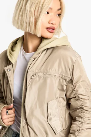 Boohoo Womens Hooded Bomber Jacket - - 14