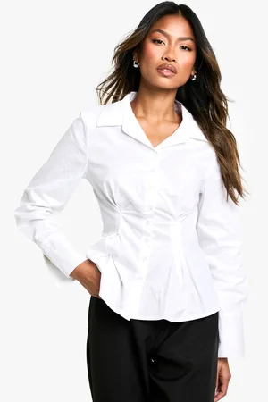 Boohoo Womens Cinched Corset Waist Cotton Shirt - - 12