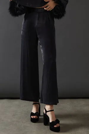 warehouse Womens Iridescent Satin Wide Leg Trouser - - 14