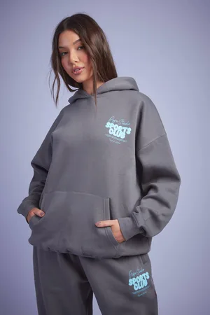 Boohoo Womens DSGN Studio Sports Bubble Slogan Oversized Hoodie - - M