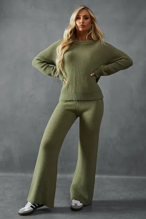 MissPap Womens Knitted Crew Neck Jumper & Wide Leg Trouser Co-ord - - XS/S