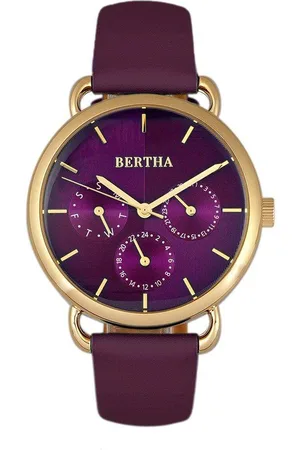 Bertha Womens Gwen Leather-Band Watch with Day & Date - - One Size
