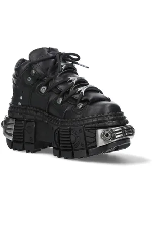 New Rock Leather Platform Ankle Boots-WALL106-S10 - - 6.5