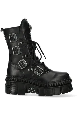 New Rock Mid-Calf Leather Platform Boots-WALL373-S6 - - 6.5