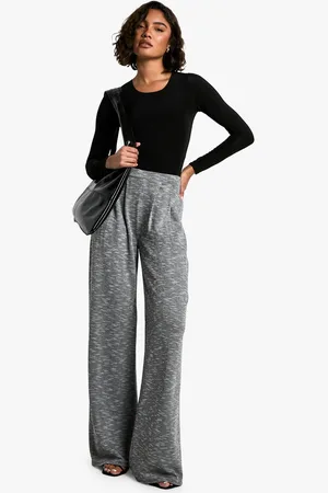 Boohoo Womens Tall Jersey Marl Wide Leg Trousers - - 14