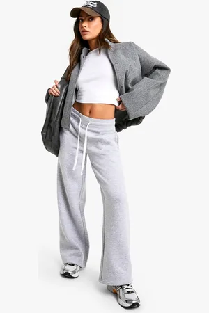 Boohoo Womens Petite Tie Front Wide Leg Jogger - - L