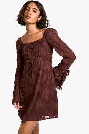 Boohoo Womens Tall Burnout Floral Flare Sleeve Shift Dress - - 12