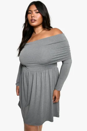 Boohoo Womens Plus Jersey Off Shoulder Skater Dress - - 20