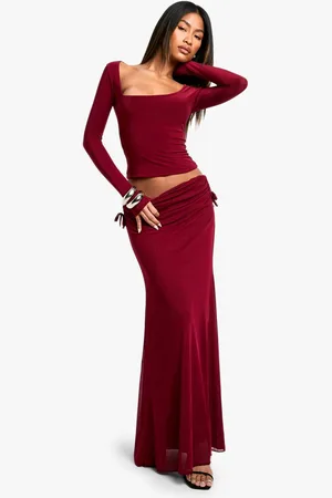 Boohoo Womens Mesh Ruched Side Maxi Skirt - - 16