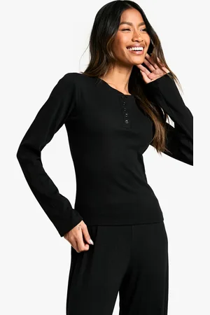 Boohoo Womens Rib Lounge Henley Top - - 6