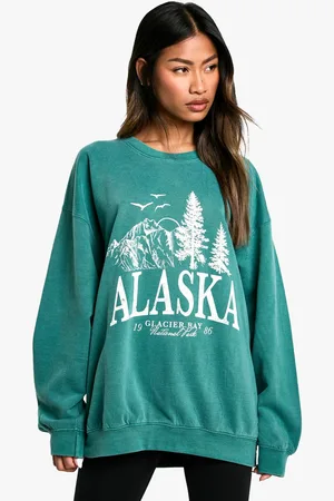 Boohoo Womens Alaska Slogan Oversized Sweatshirt - - S