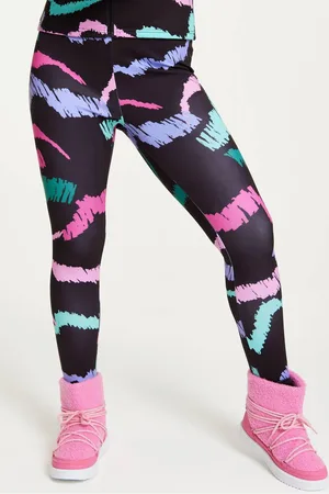Liquorish Womens Ski Base Layer Tights In Black Abstract Print - - 16
