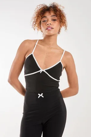 Pink Vanilla Womens Bow Detail Piping Strappy Vest - - L