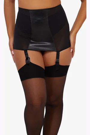 Playful Promises Womens Iris Leatherette & Mesh Roll-On Girdle - 8
