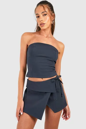 Boohoo Womens Longline Bandeau & Asymmetric Mini Skirt - - 14
