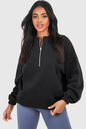 Boohoo Womens Seam Detail Half Zip Oversized Sweatshirt - - XL