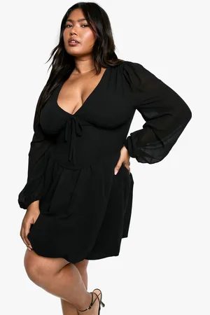Boohoo Womens Plus Milkmaid Woven bubble Hem Skater Dress - - 28