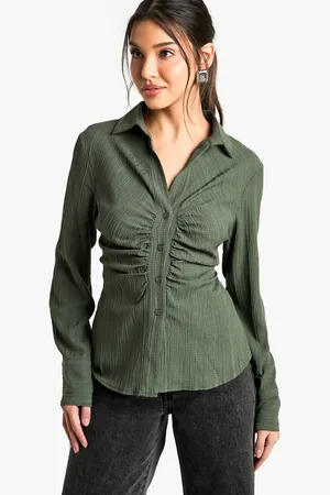 Boohoo Womens Textured Slim Fit Long Sleeve Shirt - - 6