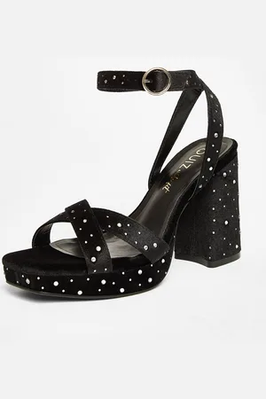 Quiz Womens Wide Fit Diamante Block Heels - 4