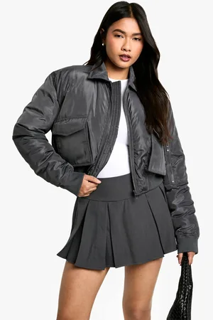Boohoo Womens Rib Detail Cropped Bomber Jacket - - 14