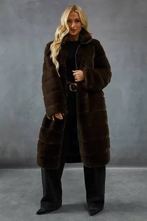MissPap Womens Panelled Faux Fur Coat - - L