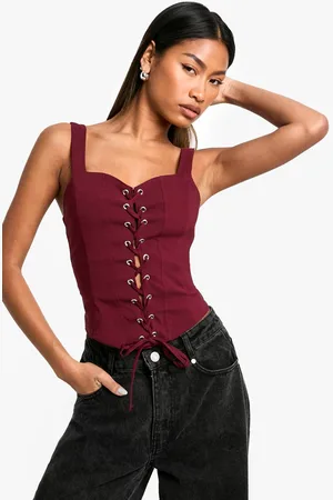 Boohoo Womens Bengaline Lace Up Corset Top - - 12