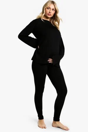 Boohoo Womens Maternity Oversized Long Sleeve Top & Legging PJ Set - - 8