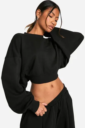 Boohoo Womens TUCKED HEM DETAIL CREW NECK CROPPED SWEATSHIRT - - XL