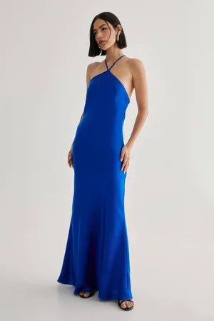 NASTY GAL Womens Satin Halter Neck Cowl Back Maxi Dress - - 10