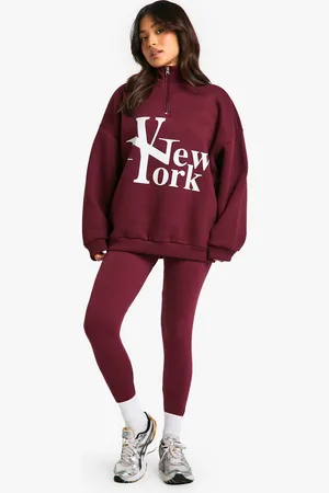 Boohoo Womens Petite New York Half Zip Legging Tracksuit - - S
