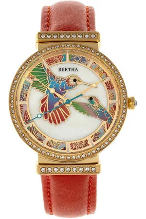 Bertha Womens Emily Mother-Of-Pearl Leather-Band Watch - - One Size