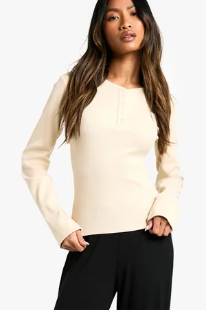 Boohoo Womens Rib Lounge Henley Top - - 12