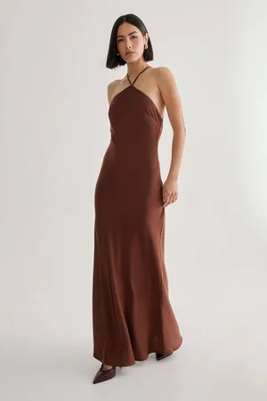 NASTY GAL Womens Satin Halter Neck Cowl Back Maxi Dress - - 12
