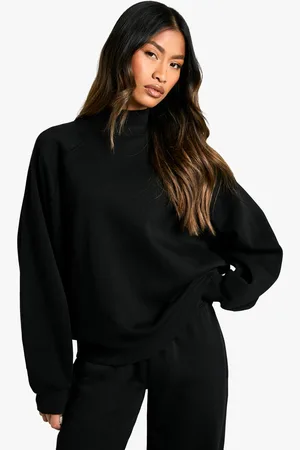 Boohoo Womens Raglan Seam Funnel Neck Balloon Sleeve Oversized Sweatshirt - - S
