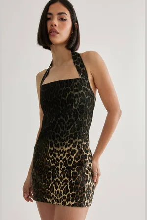 NASTY GAL Womens Ombre Leopard Denim Dress - - 18