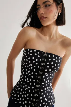 NASTY GAL Womens Spot Print Tailored Bustier Top - - 10