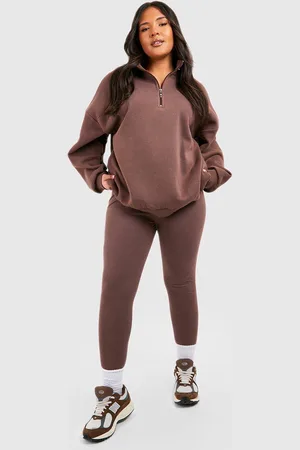 Boohoo Womens Plus Oversized Half Zip Sweatshirt And Legging Set - - 20