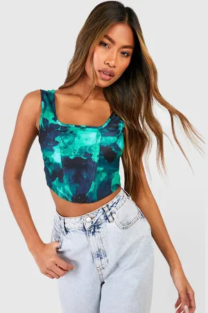 Boohoo Womens Abstract Floral Printed Bengaline Corset Top - - 16