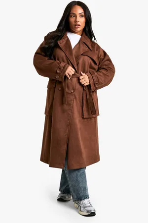 Boohoo Womens Plus Suede Belted Trench Coat - - 28
