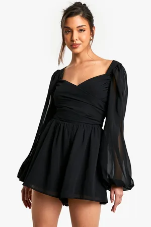 Boohoo Womens Chiffon Wrap Split Sleeve Playsuit - - 12