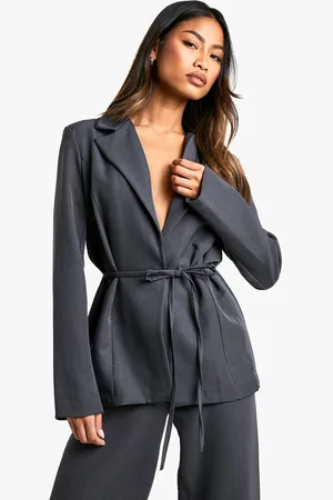 Boohoo Womens Marl Tailored Belt Detail Blazer - - 8