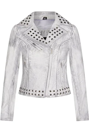 Infinity Womens Gothic Biker Leather Jacket with Studs-Bilbao - - 24