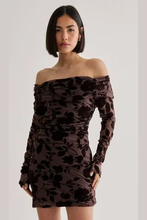NASTY GAL Womens Floral Devore Ruched Mini Dress - - M