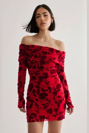 NASTY GAL Womens Floral Devore Ruched Mini Dress - - XS