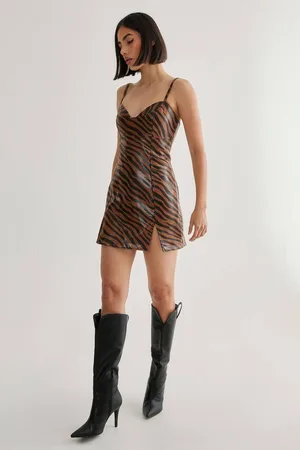 NASTY GAL Womens Neutral Zebra Faux Leather Mini Dress - - 18