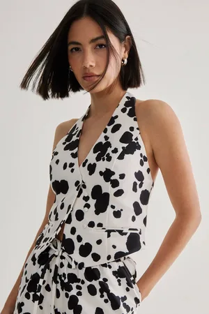 NASTY GAL Womens Spot Print Tailored Waistcoat - - 18