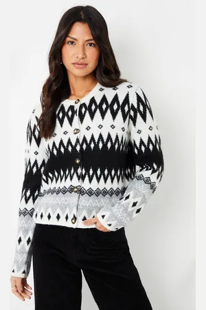 Threadbare Womens Fairisle Button Up Knitted Cardigan - - 16